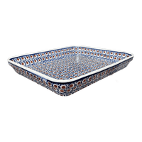 A picture of a Polish Pottery 10" x 13" Rectangular Baker (Chocolate Drop) | P105T-55 as shown at PolishPotteryOutlet.com/products/10-x-13-rectangular-baker-chocolate-drop-p105t-55