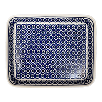 A picture of a Polish Pottery 10" x 13" Rectangular Baker (Eyes Wide Open) | P105T-58 as shown at PolishPotteryOutlet.com/products/10-x-13-rectangular-baker-eyes-wide-open-p105t-58