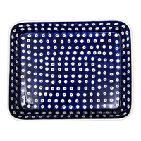 A picture of a Polish Pottery 10" x 13" Rectangular Baker (Dot to Dot) | P105T-70A as shown at PolishPotteryOutlet.com/products/10-x-13-rectangular-baker-dot-to-dot-p105t-70a