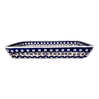 A picture of a Polish Pottery 10" x 13" Rectangular Baker (Mosquito) | P105T-70 as shown at PolishPotteryOutlet.com/products/10-x-13-rectangular-baker-mosquito-p105t-70