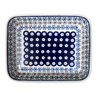 A picture of a Polish Pottery 10" x 13" Rectangular Baker (Floral Chain) | P105T-EO37 as shown at PolishPotteryOutlet.com/products/10-x-13-rectangular-baker-floral-chain-p105t-eo37