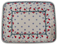 A picture of a Polish Pottery 10" x 13" Rectangular Baker (Red Bird) | P105T-GILE as shown at PolishPotteryOutlet.com/products/10x13-rectangular-baker-red-bird