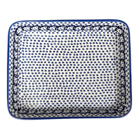A picture of a Polish Pottery 10" x 13" Rectangular Baker (Kitty Cat Path) | P105T-KOT6 as shown at PolishPotteryOutlet.com/products/10-x-13-rectangular-baker-kitty-cat-path-p105t-kot6
