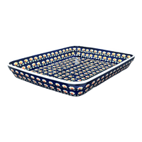 A picture of a Polish Pottery 10" x 13" Rectangular Baker (Tulip Azul) | P105T-LW as shown at PolishPotteryOutlet.com/products/10x13-rectangular-baker-tulip-azul