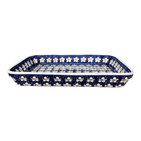 A picture of a Polish Pottery 10" x 13" Rectangular Baker (Paperwhites) | P105T-TJP as shown at PolishPotteryOutlet.com/products/10-x-13-rectangular-baker-paperwhites-p105t-tjp