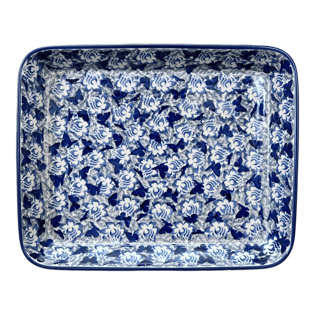 Baker, Rectangular, Shallow 10" x 13" in "Dusty Blue Butterflies" by Manufaktura | P105U-AS56