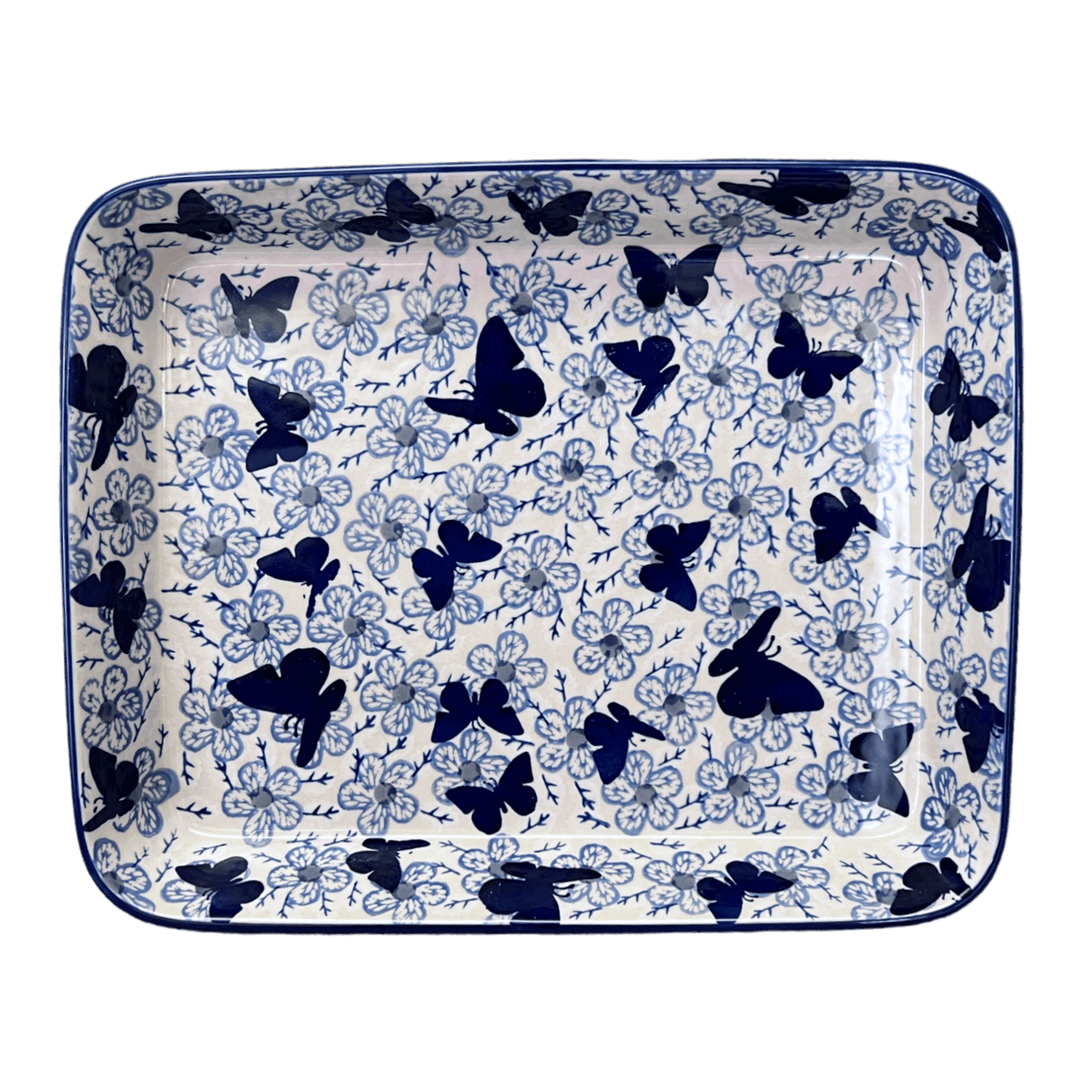 Baker, Rectangular, Shallow 10" x 13" in "Blue Butterfly" by Manufaktura | P105U-AS58