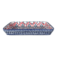 A picture of a Polish Pottery 10" x 13" Rectangular Baker (Fresh Strawberries) | P105U-AS70 as shown at PolishPotteryOutlet.com/products/10-x-13-rectangular-baker-fresh-strawberries-p105u-as70