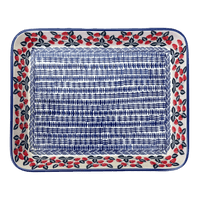 A picture of a Polish Pottery 10" x 13" Rectangular Baker (Fresh Strawberries) | P105U-AS70 as shown at PolishPotteryOutlet.com/products/10-x-13-rectangular-baker-fresh-strawberries-p105u-as70