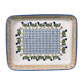 Polish Pottery 10" x 13" Rectangular Baker (Ducks in a Row) | P105U-P323 Additional Image at PolishPotteryOutlet.com