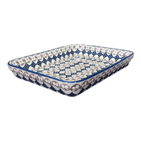 A picture of a Polish Pottery 10" x 13" Rectangular Baker (Diamond Blossoms) | P105U-ZP03 as shown at PolishPotteryOutlet.com/products/10-x-13-rectangular-baker-diamond-blossoms-p105u-zp03