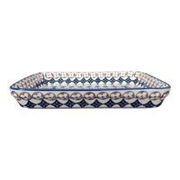 A picture of a Polish Pottery 10" x 13" Rectangular Baker (Diamond Blossoms) | P105U-ZP03 as shown at PolishPotteryOutlet.com/products/10-x-13-rectangular-baker-diamond-blossoms-p105u-zp03