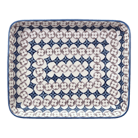A picture of a Polish Pottery 10" x 13" Rectangular Baker (Diamond Blossoms) | P105U-ZP03 as shown at PolishPotteryOutlet.com/products/10-x-13-rectangular-baker-diamond-blossoms-p105u-zp03