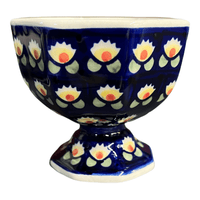 A picture of a Polish Pottery Ice Cream Cup (Tulip Azul) | P113T-LW as shown at PolishPotteryOutlet.com/products/ice-cream-cup-tulip-azul-p113t-lw