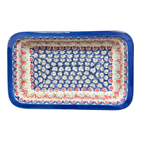 A picture of a Polish Pottery 8.25" x 13.5" Rectangular Baker (Ring Around the Rosie) | P117U-P321 as shown at PolishPotteryOutlet.com/products/8-25-x-13-5-rectangular-baker-ring-around-the-rosie-p117u-p321