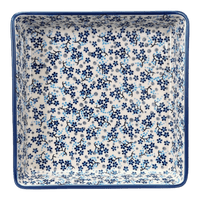 A picture of a Polish Pottery 8" Square Baker (Scattered Blues) | P151S-AS45 as shown at PolishPotteryOutlet.com/products/8-square-baker-scattered-blues-p151s-as45