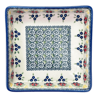 A picture of a Polish Pottery 8" Square Baker (Coral Bells) | P151S-DPSD as shown at PolishPotteryOutlet.com/products/8-square-baker-coral-bells-p151s-dpsd