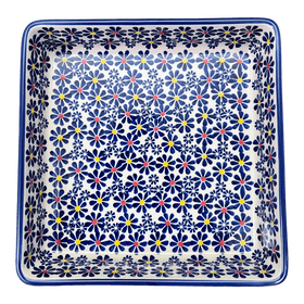 Polish Pottery 8" Square Baker (Field of Daisies) | P151S-S001 Additional Image at PolishPotteryOutlet.com