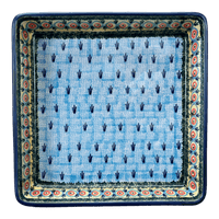 A picture of a Polish Pottery 8" Square Baker (Providence) | P151S-WKON as shown at PolishPotteryOutlet.com/products/8-square-baker-providence-p151s-wkon