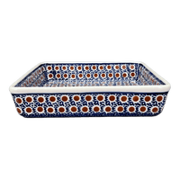 A picture of a Polish Pottery 8" Square Baker (Chocolate Drop) | P151T-55 as shown at PolishPotteryOutlet.com/products/8-square-baker-chocolate-drop-p151t-55
