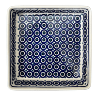 A picture of a Polish Pottery 8" Square Baker (Eyes Wide Open) | P151T-58 as shown at PolishPotteryOutlet.com/products/8-square-baker-eyes-wide-open-p151t-58