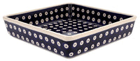 A picture of a Polish Pottery 8" Square Baker (Dot to Dot) | P151T-70A as shown at PolishPotteryOutlet.com/products/8-square-baker-dot-to-dot-p151t-70a