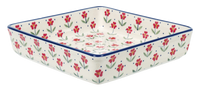 A picture of a Polish Pottery 8" Square Baker (Simply Beautiful) | P151T-AC61 as shown at PolishPotteryOutlet.com/products/8-square-baker-simply-beautiful