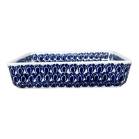 A picture of a Polish Pottery 8" Square Baker (Tulip Blues) | P151T-GP16 as shown at PolishPotteryOutlet.com/products/8-square-baker-tulip-blues-p151t-gp16