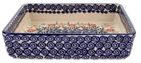 A picture of a Polish Pottery 8" Square Baker (Flower Power) | P151T-JS14 as shown at PolishPotteryOutlet.com/products/8-square-baker-flower-power-p151t-js14