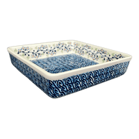 A picture of a Polish Pottery 8" Square Baker (Baby Blue Eyes) | P151T-MC19 as shown at PolishPotteryOutlet.com/products/8-square-baker-baby-blue-eyes-p151t-mc19