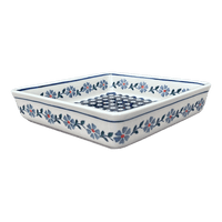 A picture of a Polish Pottery 8" Square Baker (Periwinkle Chain) | P151T-P213 as shown at PolishPotteryOutlet.com/products/8-square-baker-periwinkle-chain-p151t-p213