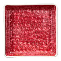 A picture of a Polish Pottery 8" Square Baker (Red Sky at Night) | P151T-WCZE as shown at PolishPotteryOutlet.com/products/8-square-baker-red-sky-at-night-p151t-wcze