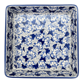 Polish Pottery 8" Square Baker (Dusty Blue Butterflies) | P151U-AS56 Additional Image at PolishPotteryOutlet.com