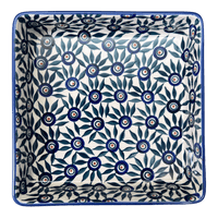 A picture of a Polish Pottery 8" Square Baker (Peacock Parade) | P151U-AS60 as shown at PolishPotteryOutlet.com/products/8-square-baker-peacock-parade-p151u-as60