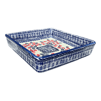 A picture of a Polish Pottery 8" Square Baker (Fresh Strawberries) | P151U-AS70 as shown at PolishPotteryOutlet.com/products/8x10-rectangular-baker-fresh-strawberries-p151u-as70