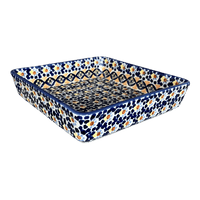 A picture of a Polish Pottery 8" Square Baker (Kaleidoscope) | P151U-ASR as shown at PolishPotteryOutlet.com/products/8-square-baker-kaleidoscope-p151u-asr
