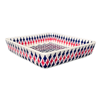 A picture of a Polish Pottery 8" Square Baker (Shock Waves) | P151U-GZ42 as shown at PolishPotteryOutlet.com/products/8-square-baker-gz42-p151u-gz42