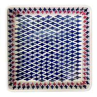 A picture of a Polish Pottery 8" Square Baker (Shock Waves) | P151U-GZ42 as shown at PolishPotteryOutlet.com/products/8-square-baker-gz42-p151u-gz42
