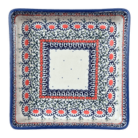 A picture of a Polish Pottery 8" Square Baker (Daisy Chain) | P151U-ST as shown at PolishPotteryOutlet.com/products/8-square-baker-daisy-chain-p151u-st
