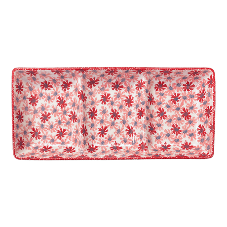 Dish, Divided, 3 Section, 14" x 6.5" in "Scarlet Daisy" by Manufaktura | P155U-AS73