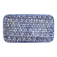 A picture of a Polish Pottery Large Rectangular Platter (Field of Daisies) | P202S-S001 as shown at PolishPotteryOutlet.com/products/large-rectangular-dish-s001-p202s-s001