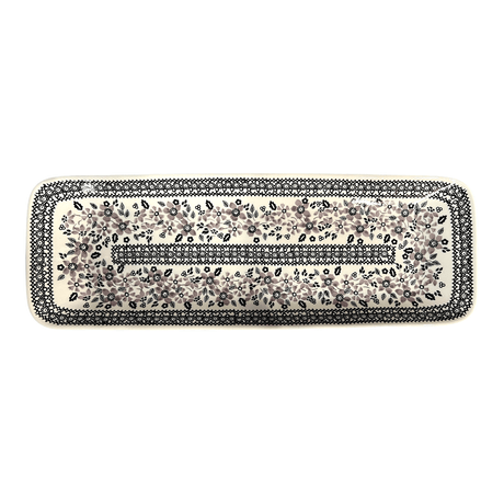 Platter, Rectangular, Long, 19.5" x 6.75" in "Duet in Black & Grey" by Manufaktura | P204S-DPSC