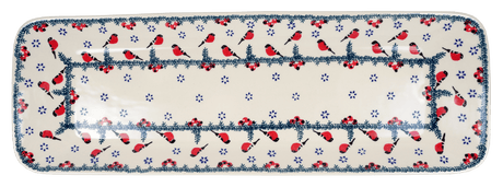 Platter, Rectangular, Long, 19.5" x 6.75" in "Red Bird" by Manufaktura | P204T-GILE