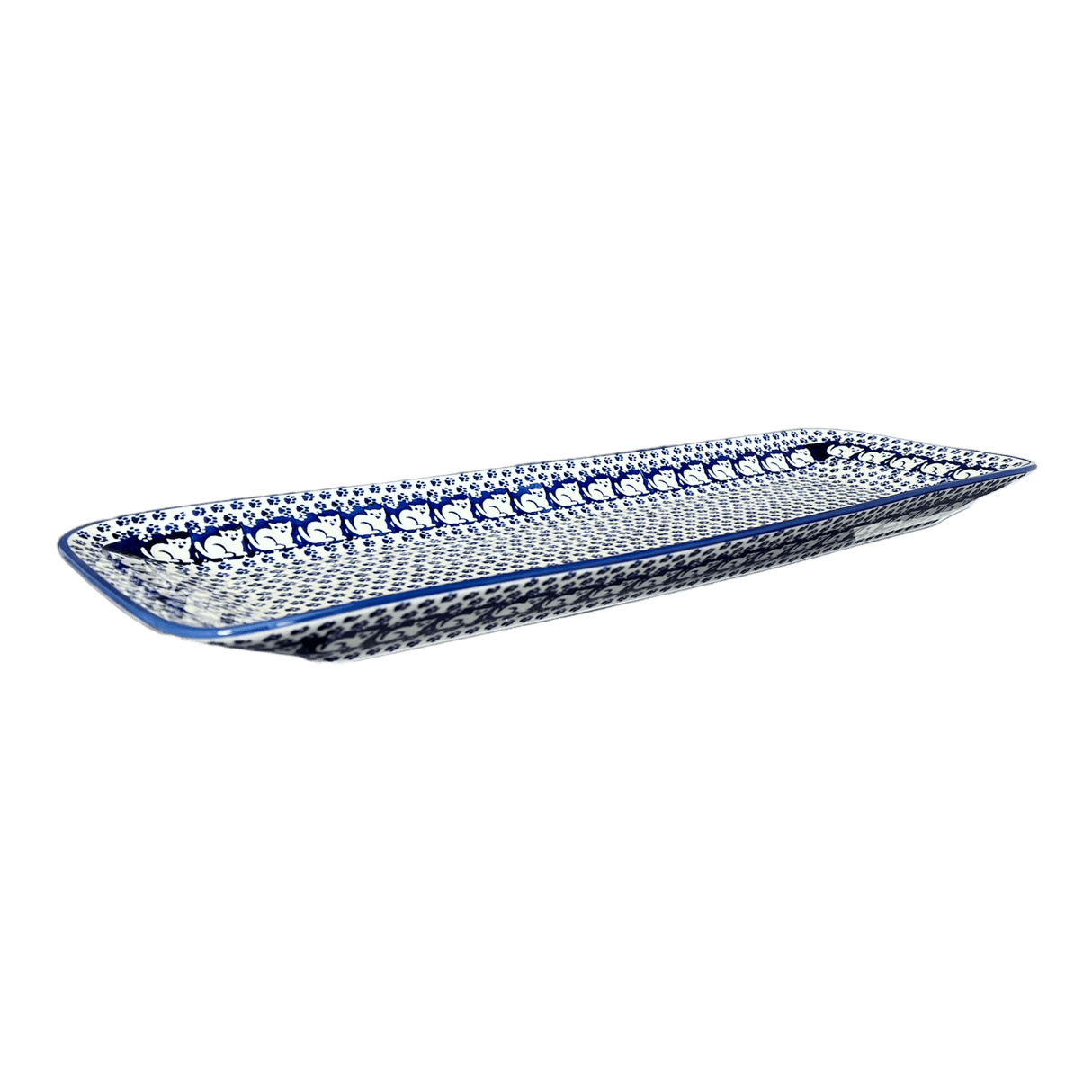 Platter, Rectangular, Long, 19.5" x 6.75" in "Kitty Cat Path" by Manufaktura | P204T-KOT6
