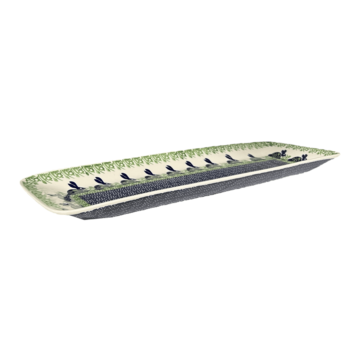 Platter, Rectangular, Long, 19.5" x 6.75" in "Bunny Love" by Manufaktura | P204T-P324