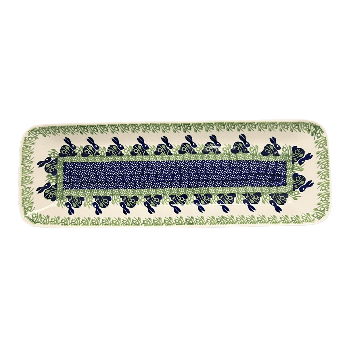 Platter, Rectangular, Long, 19.5" x 6.75" in "Bunny Love" by Manufaktura | P204T-P324