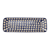 A picture of a Polish Pottery Long Rectangular Serving Dish (Paperwhites) | P204T-TJP as shown at PolishPotteryOutlet.com/products/19-5-rectangular-server-paperwhites-p204t-tjp