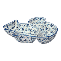A picture of a Polish Pottery Squirrel Dish (Scattered Blues) | P209S-AS45 as shown at PolishPotteryOutlet.com/products/squirrel-dish-scattered-blues-p209s-as45