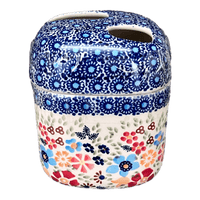A picture of a Polish Pottery Toothbrush Holder (Festive Flowers) | P213S-IZ16 as shown at PolishPotteryOutlet.com/products/toothbrush-holder-festive-flowers-p213s-iz16
