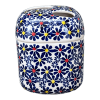 A picture of a Polish Pottery Toothbrush Holder (Field of Daisies) | P213S-S001 as shown at PolishPotteryOutlet.com/products/toothbrush-holder-field-of-daisies-p213s-s001